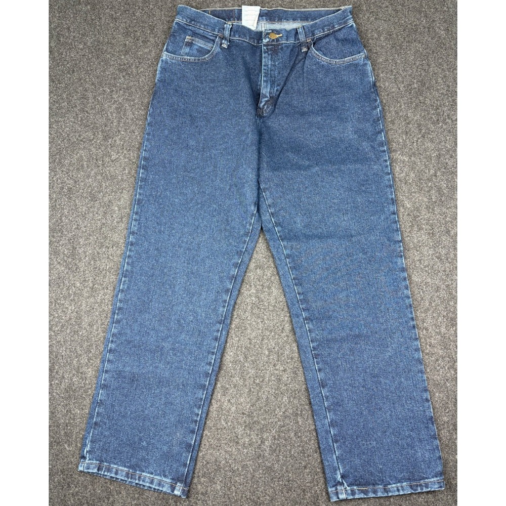 Wrangler Five Star Premium Denim Jeans Mens 32x30 Straight Leg Medium Wash Blue